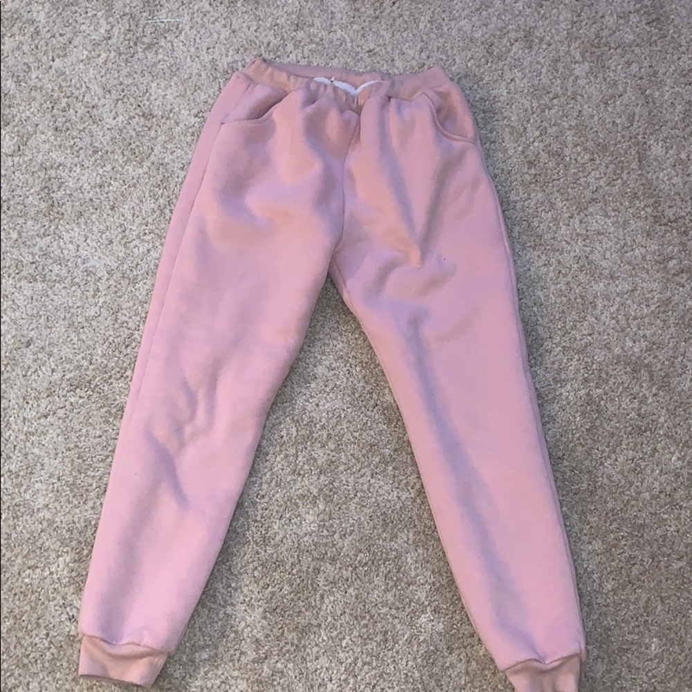 Faux pink jogger sweatpants
